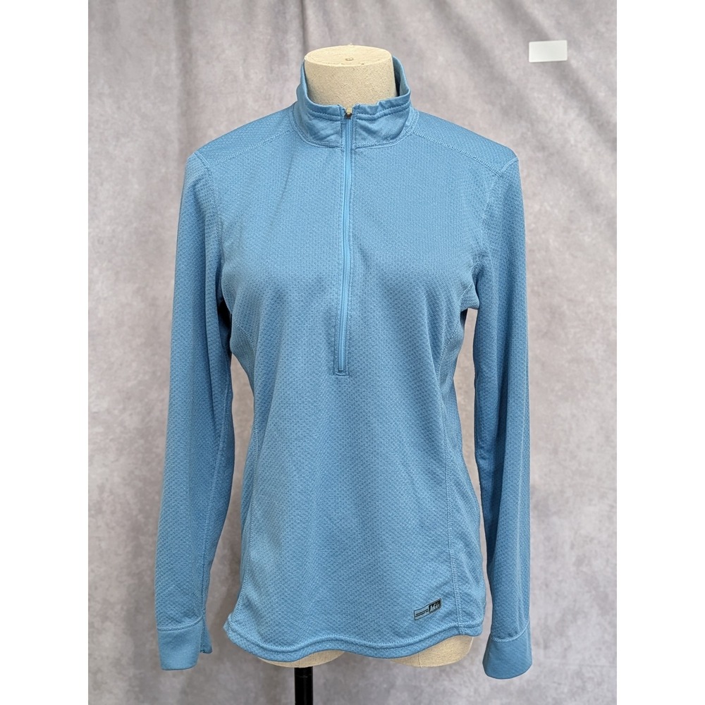 REI Co-op Women Blue Textured Knit Quarter Zip Pullover Long Sleeve Size M C159